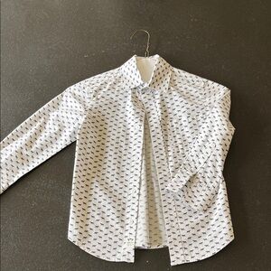 Appaman White Shirt with Navy Pattern